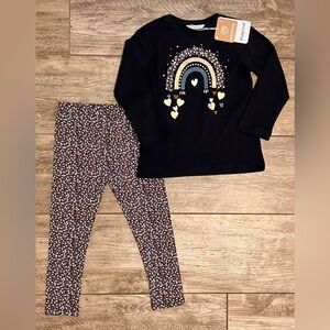 Mayoral Navy Rainbow Top and Patterned Leggings Set